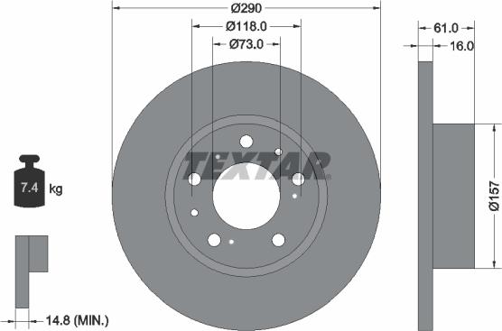 Textar 92042900 - Спирачен диск vvparts.bg