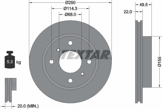 Textar 92047500 - Спирачен диск vvparts.bg