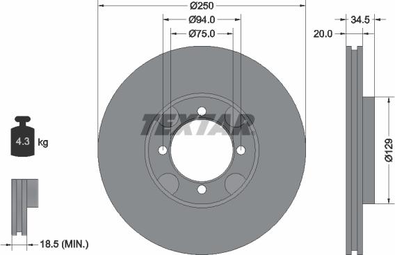 Textar 92047200 - Спирачен диск vvparts.bg