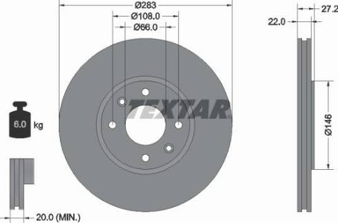 Textar 92059603 - Спирачен диск vvparts.bg