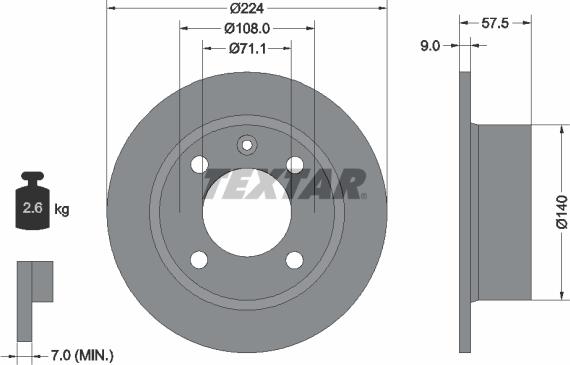 Textar 92059700 - Спирачен диск vvparts.bg