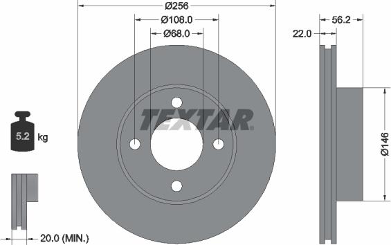 Textar 92054200 - Спирачен диск vvparts.bg