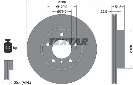 Textar 92055605 - Спирачен диск vvparts.bg