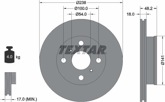 Textar 92055800 - Спирачен диск vvparts.bg
