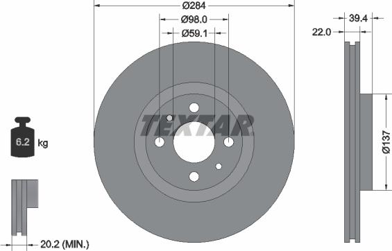 Textar 92055200 - Спирачен диск vvparts.bg