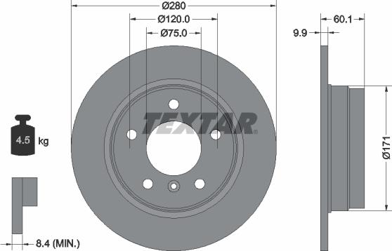 Textar 92055700 - Спирачен диск vvparts.bg