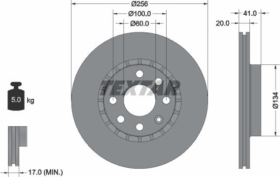 Textar 92056500 - Спирачен диск vvparts.bg