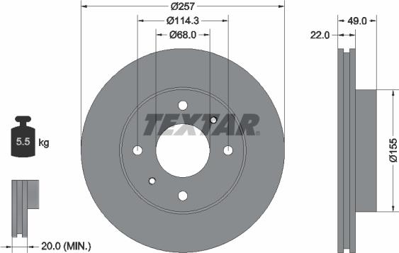 Textar 92056300 - Спирачен диск vvparts.bg