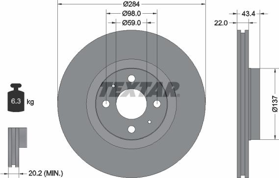 Textar 92053500 - Спирачен диск vvparts.bg