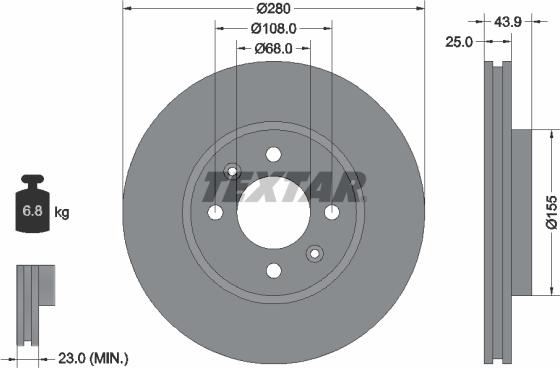 Textar 92053800 - Спирачен диск vvparts.bg