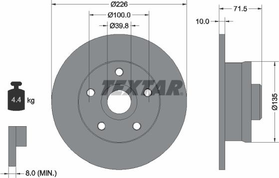 Textar 92057205 - Спирачен диск vvparts.bg