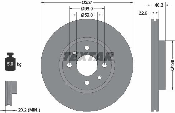 Textar 92069603 - Спирачен диск vvparts.bg