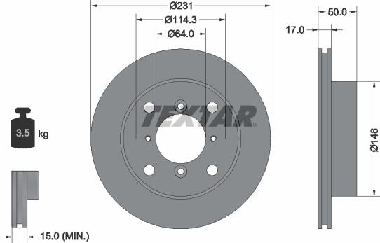 Textar 92069000 - Спирачен диск vvparts.bg