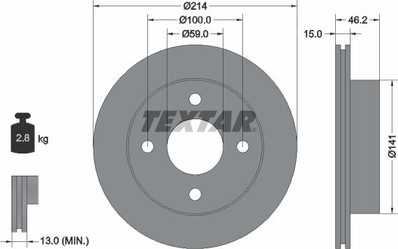 Textar 92069800 - Спирачен диск vvparts.bg