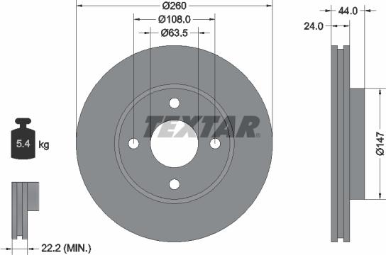 Textar 92064300 - Спирачен диск vvparts.bg