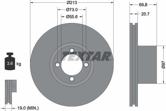 Textar 92064700 - Спирачен диск vvparts.bg