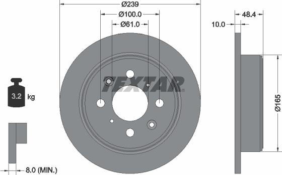 Textar 92060800 - Спирачен диск vvparts.bg