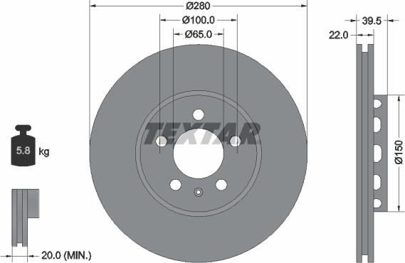 Textar 92061400 - Спирачен диск vvparts.bg