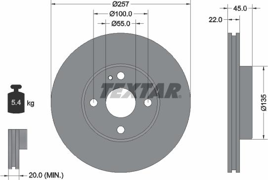 Textar 92061600 - Спирачен диск vvparts.bg