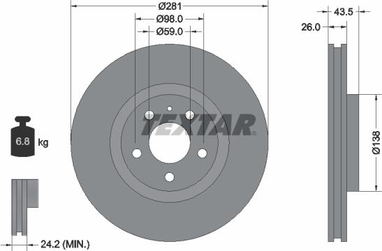 Textar 92061000 - Спирачен диск vvparts.bg