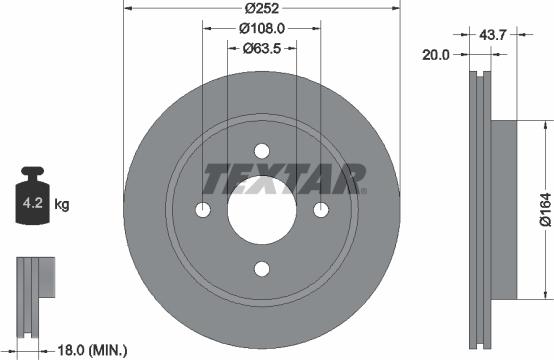 Textar 92063603 - Спирачен диск vvparts.bg