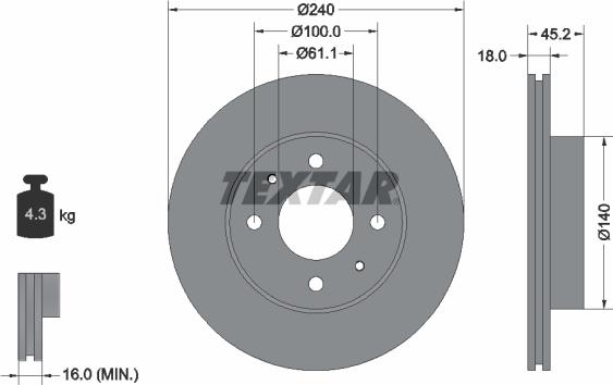 Textar 92063200 - Спирачен диск vvparts.bg