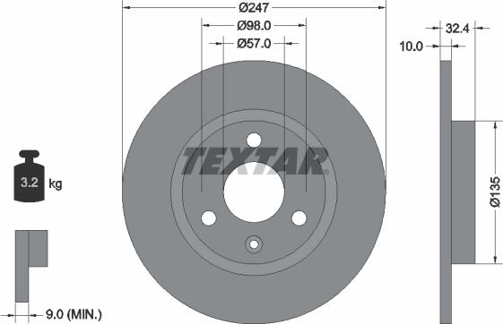 Textar 92067300 - Спирачен диск vvparts.bg