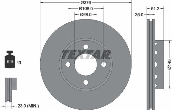 Textar 92067200 - Спирачен диск vvparts.bg