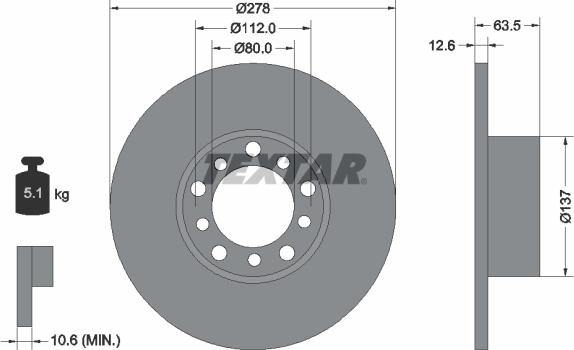 Textar 92009500 - Спирачен диск vvparts.bg