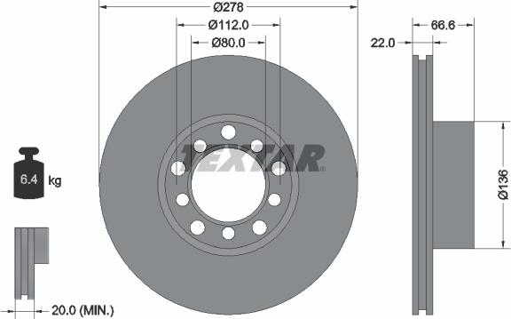 Textar 92009800 - Спирачен диск vvparts.bg