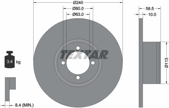 Textar 92001100 - Спирачен диск vvparts.bg