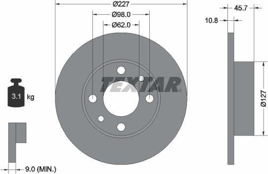 Textar 92019300 - Спирачен диск vvparts.bg