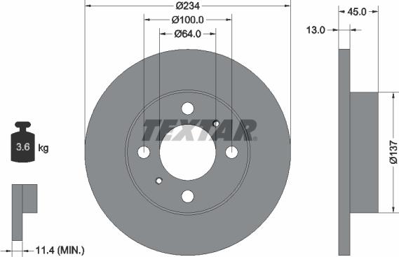 Textar 92089300 - Спирачен диск vvparts.bg