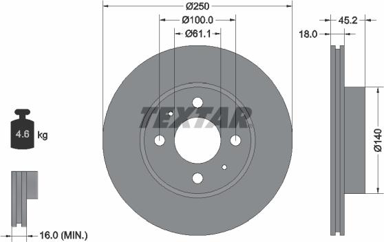 Textar 92080100 - Спирачен диск vvparts.bg