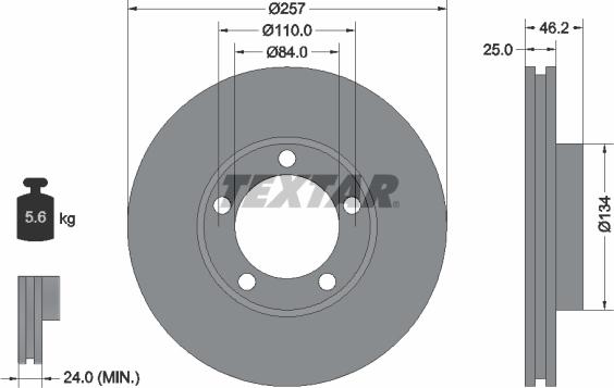 Textar 92080300 - Спирачен диск vvparts.bg