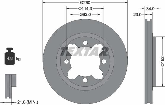 Textar 92081500 - Спирачен диск vvparts.bg