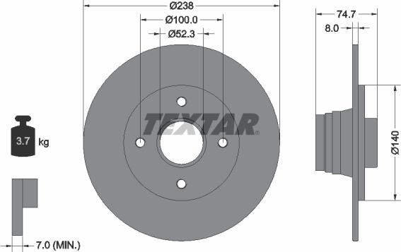 Textar 92081200 - Спирачен диск vvparts.bg