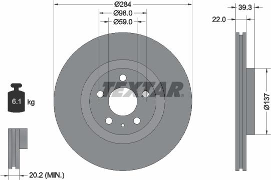 Textar 92083200 - Спирачен диск vvparts.bg