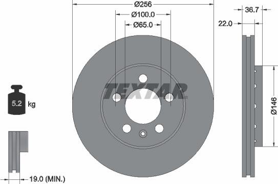 Textar 92082205 - Спирачен диск vvparts.bg