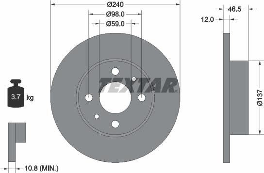 Textar 92034500 - Спирачен диск vvparts.bg