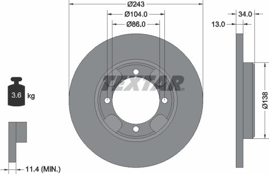 Textar 92034600 - Спирачен диск vvparts.bg