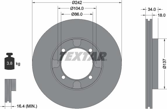 Textar 92034700 - Спирачен диск vvparts.bg