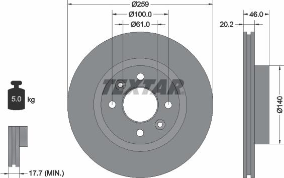 Textar 92036400 - Спирачен диск vvparts.bg