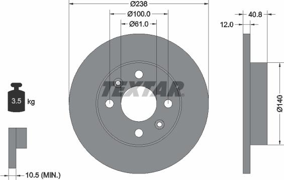 Textar 92036100 - Спирачен диск vvparts.bg