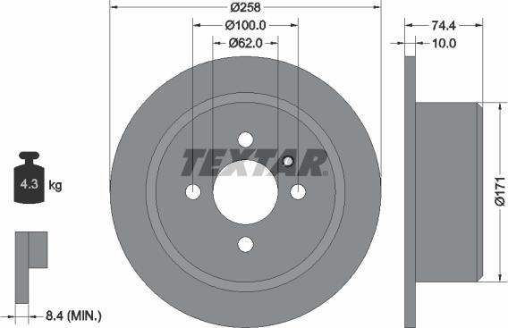 Textar 92038400 - Спирачен диск vvparts.bg