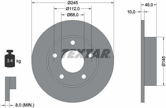 Textar 92037400 - Спирачен диск vvparts.bg