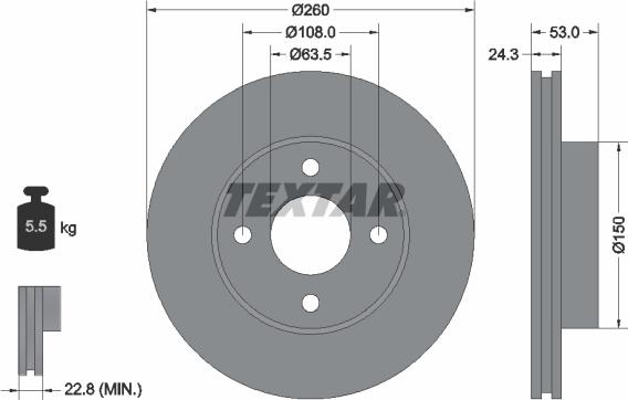 Textar 92037600 - Спирачен диск vvparts.bg