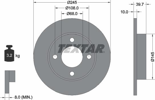 Textar 92026300 - Спирачен диск vvparts.bg