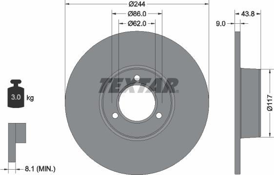 Textar 92022100 - Спирачен диск vvparts.bg