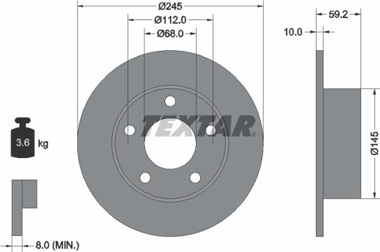 Textar 92022800 - Спирачен диск vvparts.bg